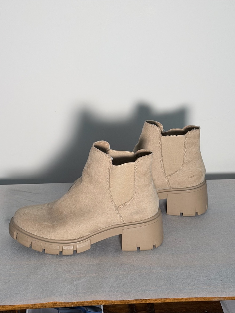 Madden Girl Taupe Chunky Chelsea Booties - Picture 7 of 9